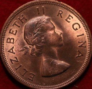 Uncirculated Red 1956 South Africa One Penny Foreign Coin