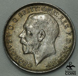 1917 U.  K.  King George V 1 Florin Sterling Silver Coin Km 817 Details