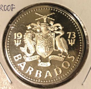 1973 Barbados 2 Dollars Coral Fish Proof Collectible Coin - Km 15 Combined S&h