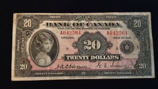 1935 Bank Of Canada 20 Dollar Bank Note