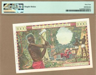 EQUATORIAL AFRICAN STATES: 1000 Francs Banknote,  (UNC PMG64),  P - 5cs,  SCARCE,  1963 2