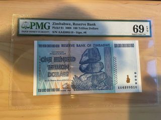 100 Trillion Dollar Note Pmg 69 Holder 2008 Zimbabwe 100 Trillion Epq