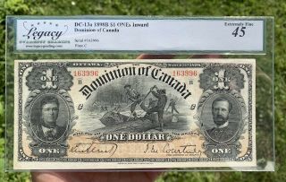 Rare 1898 Dominion Of Canada $1.  00 Inward Version Legacy Xf - 45 Dc - 13a Bank Note