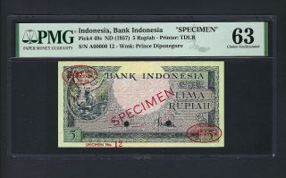 Indonesia 5 Rupiah Nd (1957) P49s Specimen Uncirculated Grade 63