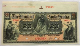 1897 - Canada - Bank of Nova Scotia - 20 Dollars Specimen Banknote - UNC60 2