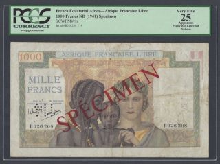 French Equatorial Africa - Afrique Francais Libre 1000 Francs L1941 Specimen P9s
