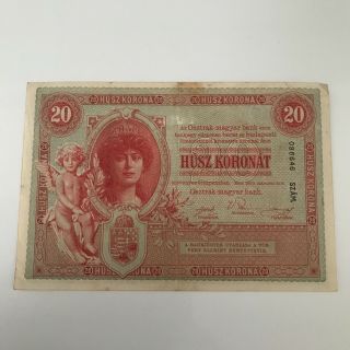 Austria Hungary 20 Korona Kronen 1900.  Very Rare Banknote.