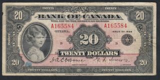 1935 Bank Of Canada 20 Dollars Bank Note