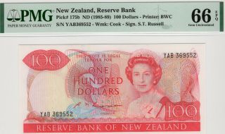 1985 - 89 Zealand 100 Dollar Pmg 66 Epq Gem Uncirculated