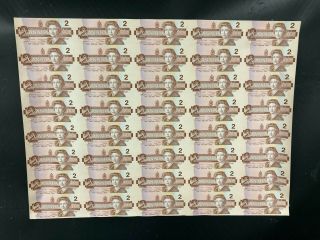 1986 Canada 2 Dollars Replacement Bank Note Uncut Sheet X 40