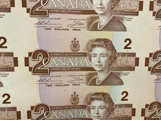 1986 CANADA 2 DOLLARS REPLACEMENT BANK NOTE UNCUT SHEET X 40 2
