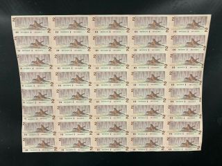 1986 CANADA 2 DOLLARS REPLACEMENT BANK NOTE UNCUT SHEET X 40 3