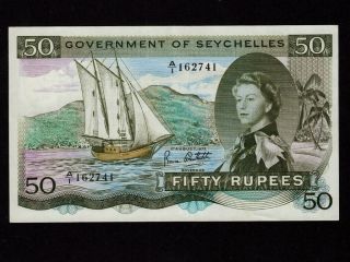 Seychelles:p - 17e,  50 Rupees,  1973 Queen Elizabeth Ii Sex Note Ef,