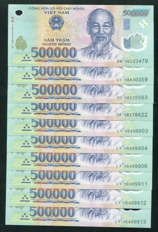 Vietnam 5 Million Dong Currency = 10 X 500,  000 500000 Banknote,