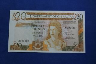 Gibraltar 20 Pounds 1986 P.  23c Uncirculated - - See Many More