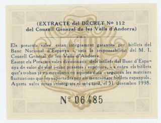 Andorra 50 Centims 19 - 12 - 1936 Pick 5 UNC Uncirculated Banknote 2