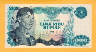 Indonesia Au 5000 Rupiah Banknote 1968 P - 111 Sudirman