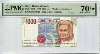 Italy 1000 Lire Nd 1990 P 114 B Gem Unc Pmg 70 Epq Extra Star