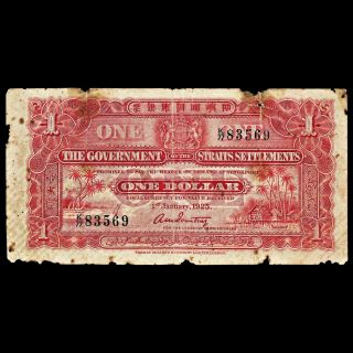 Straits Settlements 1 Dollar 1925 Nd Issue The Government Straits Settlements