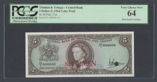 Trinidad And Tobago 5 Dollars L.  1964 P27ct Color Trial Uncirculated