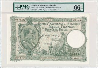 Banque Nationale Belgium 1000 Francs = 200 Belgas 1943 Pmg 66epq