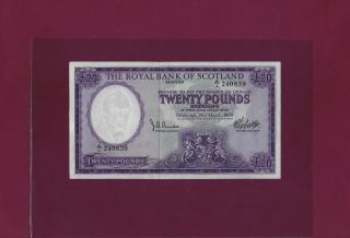 The Royak Bank Of Scotland 20 Pounds 1969 P - 332 Xf - Aunc Rare