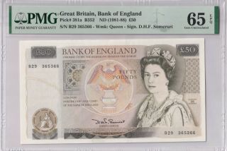Great Britain P 381a Nd1981 50 Pounds Banknote Sign.  Somerset Pmg 65 Gem Unc