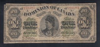 1878 Dominion Of Canada 1 Dollar Large Bank Note