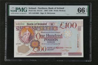 2005 Ireland - Northern Bank Of Ireland 100 Pounds Pick 82a Pmg 66 Epq Gem Unc