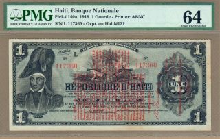 Haiti: 1 Gourde Banknote,  (unc Pmg64),  P - 140a,  1919,