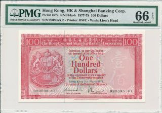 Hong Kong Bank Hong Kong $100 1978 Rare Date Pmg 66epq