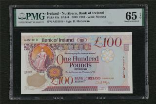 2005 Ireland - Northern Bank Of Ireland 100 Pounds Pick 82a Pmg 65 Epq Gem Unc