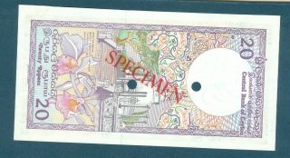 Rare Sri lanka,  Central Bank of Ceylon Specimen 20 Rupees 1982,  Pick 92 2
