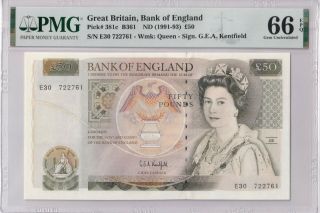 Great Britain P 381c 50 Pound Banknote Pmg 66 Gem Unc Kentfield