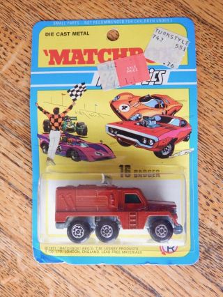 Matchbox Lesney 16 Badger On Blister Card Vintage Diecast Toy