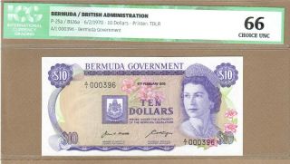 Bermuda: 10 Dollars Banknote,  (unc Icg66),  P - 25a,  06.  02.  1970,