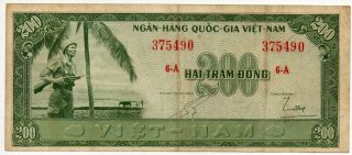 1955 South Vietnam 200 Dong (ong Linh Bong Sung),  P14a Ef Rare