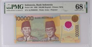 Indonesia 100,  000 Rupiah Nd 1999 P 140 Gem Unc Pmg 68 Epq