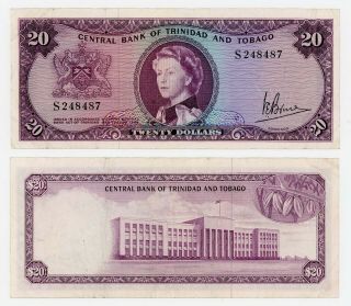 Trinidad & Tobago $20 1964 Banknote,  Qeii,  29c,  Bruce Sig.  - Attractive