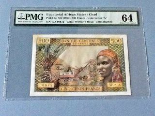 Equatorial African States/ Chad 500 Francs P - 4e Nd (1963) Pmg 64 Stains
