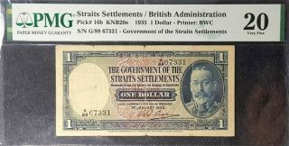 Pmg 20 Vf Rare 1935 Straits Settlement/british 1 Dollar Note (, Free1 Coin) 14300