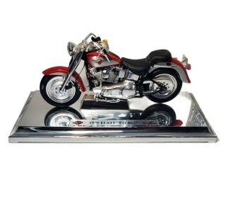 1999 Harley Davidson Flstf Fat Boy 1:18 Scale Diecast Model By Maisto Red Silver