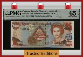 Tt Pk 25 1998 Cayman Islands 100 Dollars Queen Elizabeth Ii Pmg 65 Epq Gem Unc