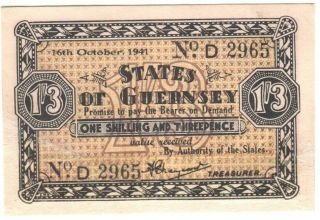 Guernsey 1 Shilling 3 Pence 1941 P - 23 Au/unc
