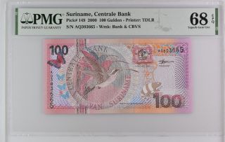 Suriname 100 Gulden 2000 P 149 Gem Unc Pmg 68 Epq