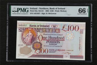 2005 Ireland Northern Bank Of Ireland 100 Pounds Pick 82a Pmg 66 Epq Gem Unc