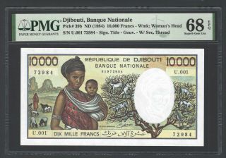 Djibouti 10000 Francs Nd (1984) P39b Uncirculated Grade 68