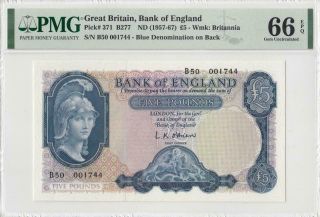 1957 - 67 Bank Of England Qeii 5 Pounds " O 