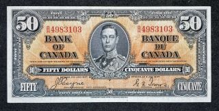Canada 1937 $50 Fifty Dollar Banknote,  Coyne/towers,  Prefix B/h,  Vf/ef/ink