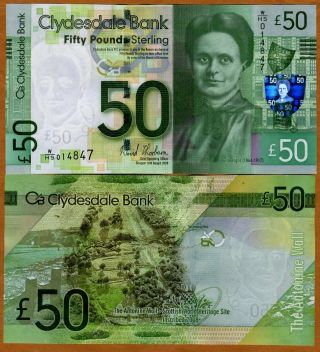 Scotland,  Clydesdale Bank,  50 Pounds,  2009,  P - 229l,  Unc First Prefix